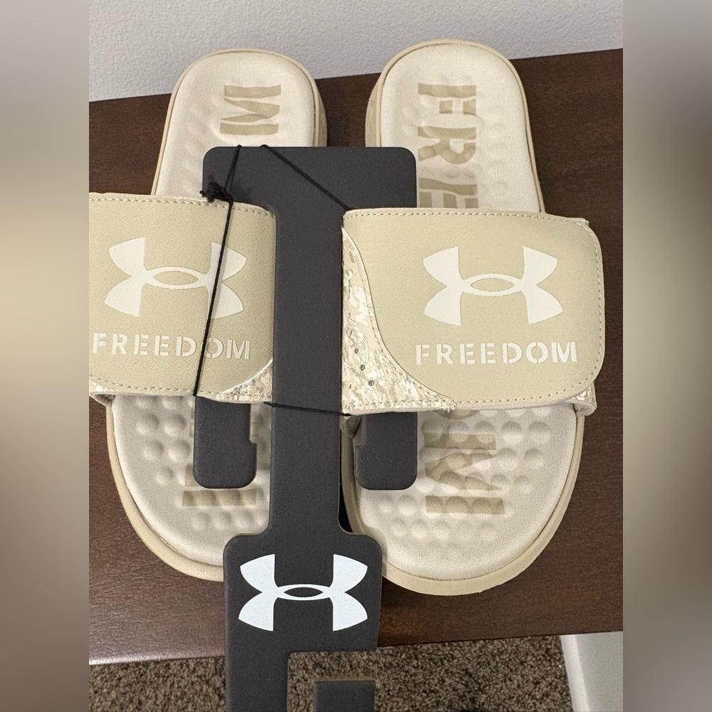 Under Armour Freedom Beige and White Sandals - Picture 4 of 6